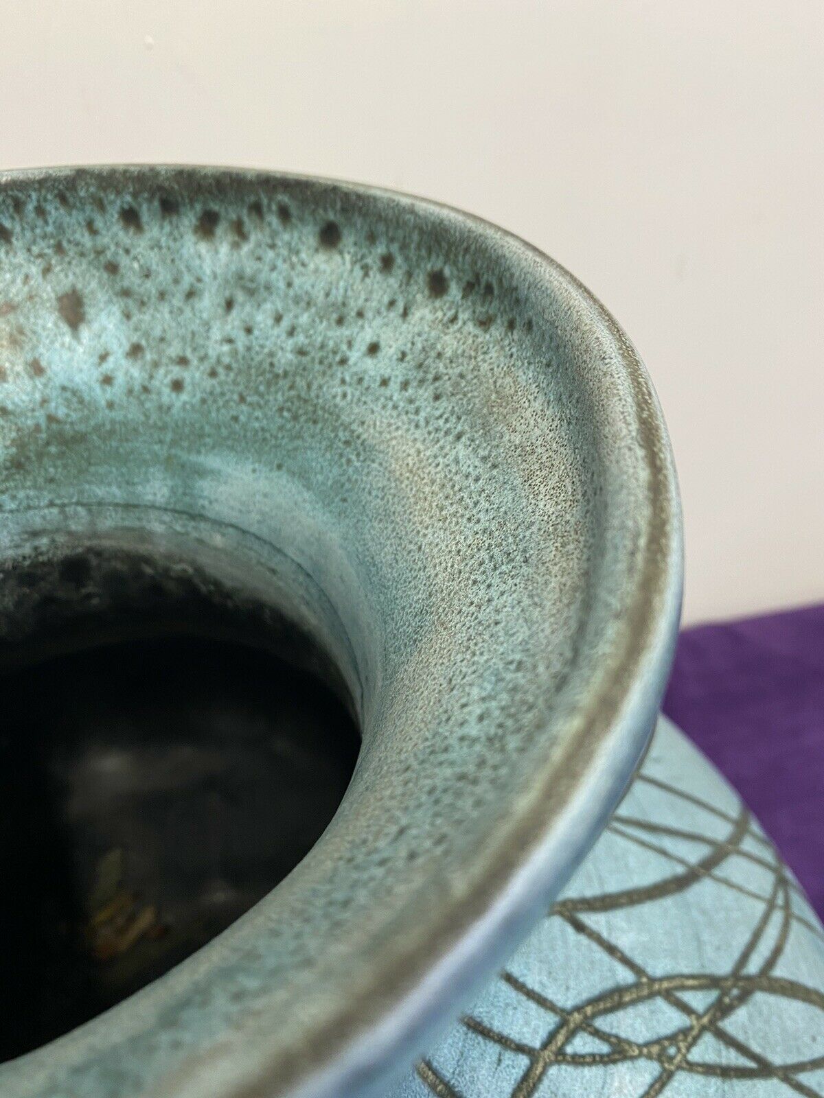 Vintage handle vase blue jeans Austruy Despinasse