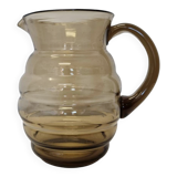 Vintage Smoked Glass Water Carafe, 1950s