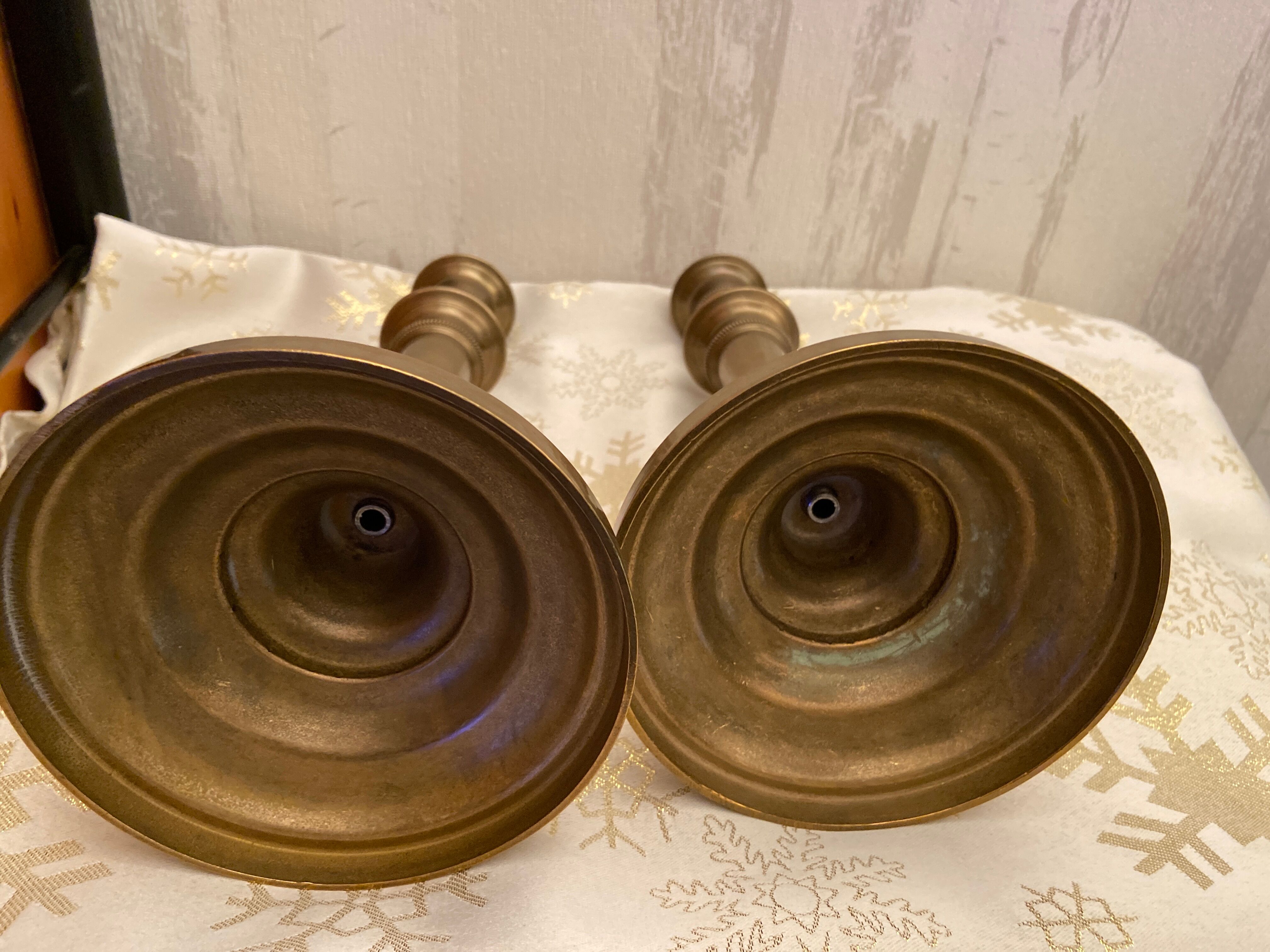 Pair of brass candle holders