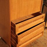 Vintage wicker rattan secretary desk