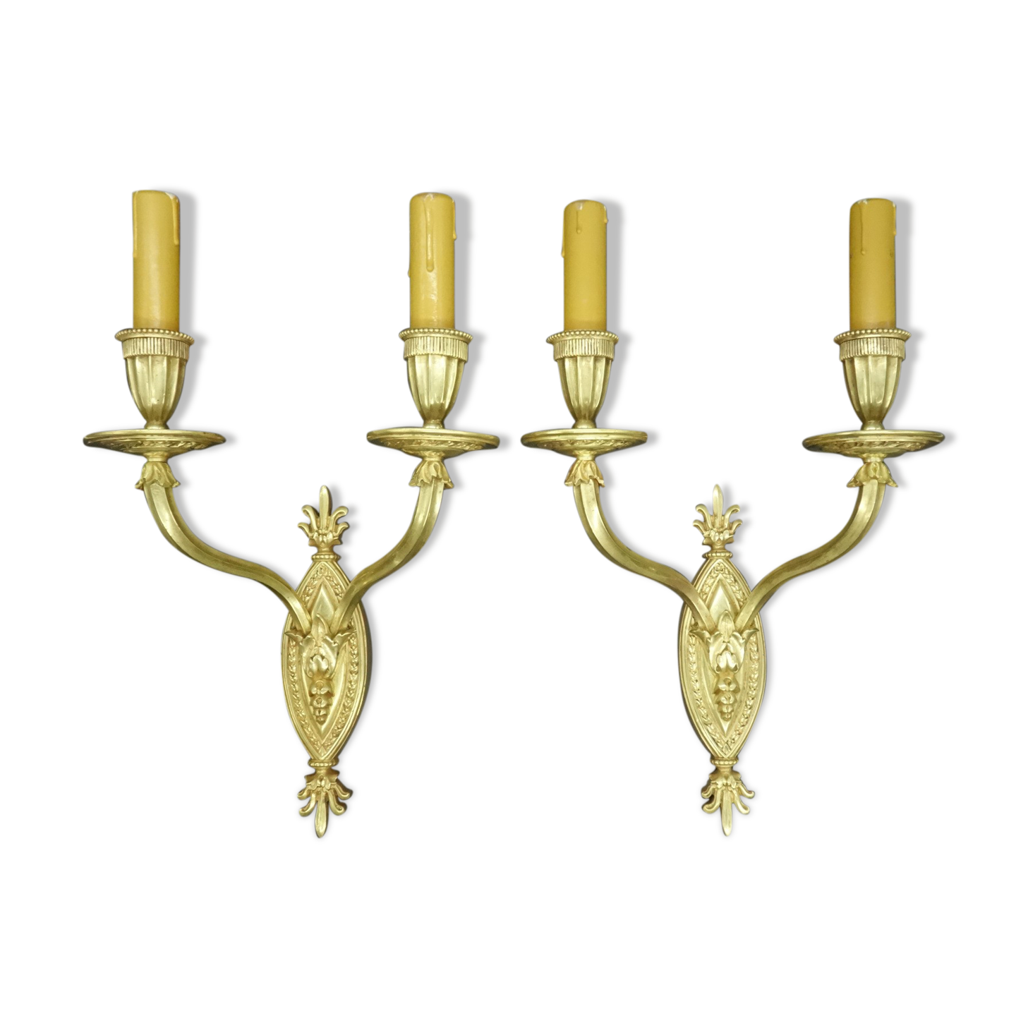 Paire d'appliques aux palmettes style Restauration début 1900