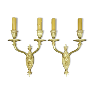Pair of sconces with palmettes style restoration early 1900