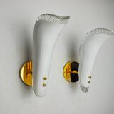 Pair of "leaf" wall lights, Murano glass, Italy, 1970