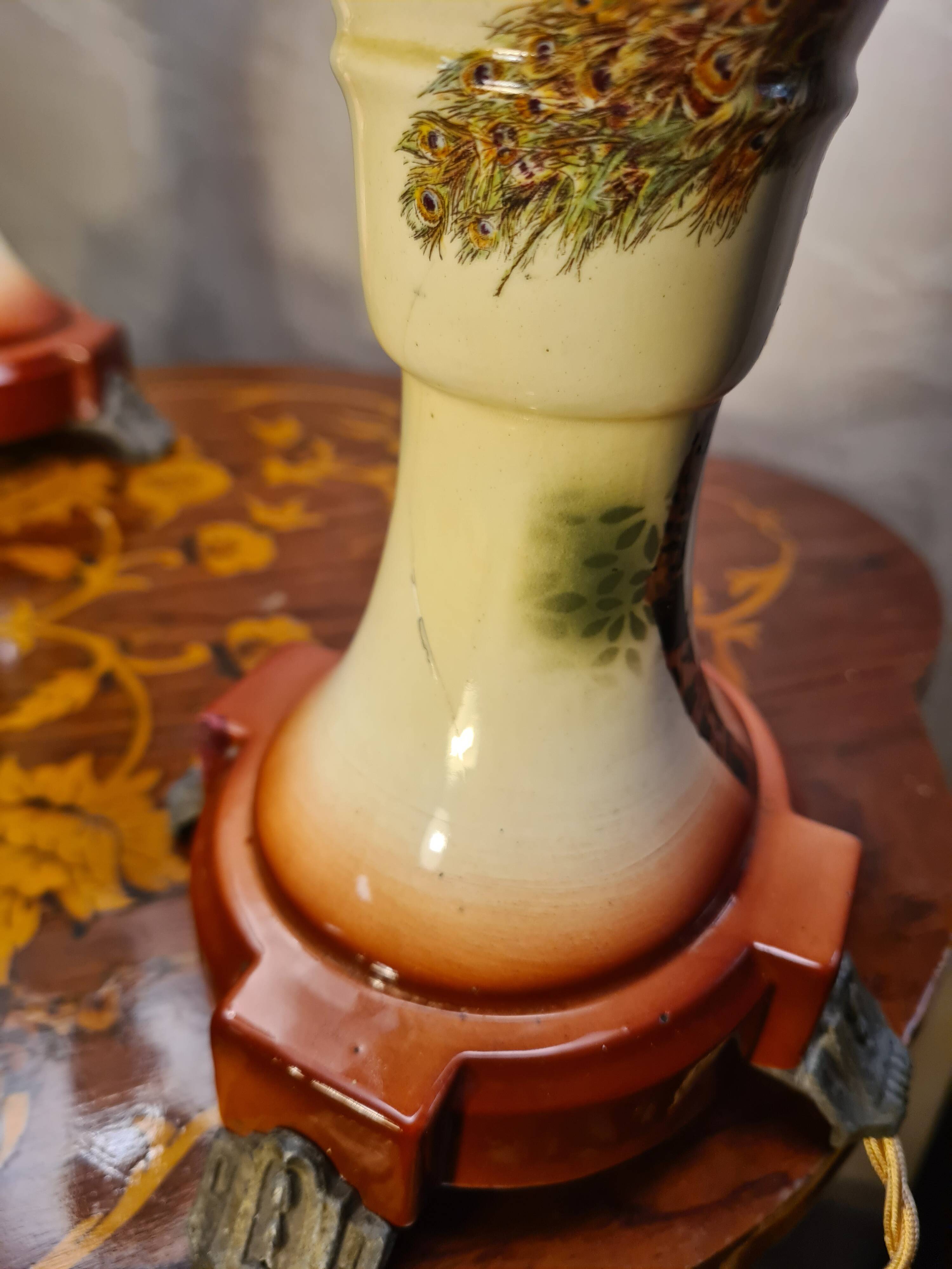 pair of ceramic lamps, Art Nouveau 1900 with 30 slight signs of wear visible