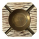 Italian ashtray in ivory zebra resin and brass, 1970s design.