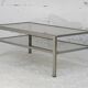 Double coffee table trays smoked glass steel. France, circa 1970