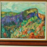 Huile sur toile vintage européenne originale – « Paysage vivant »