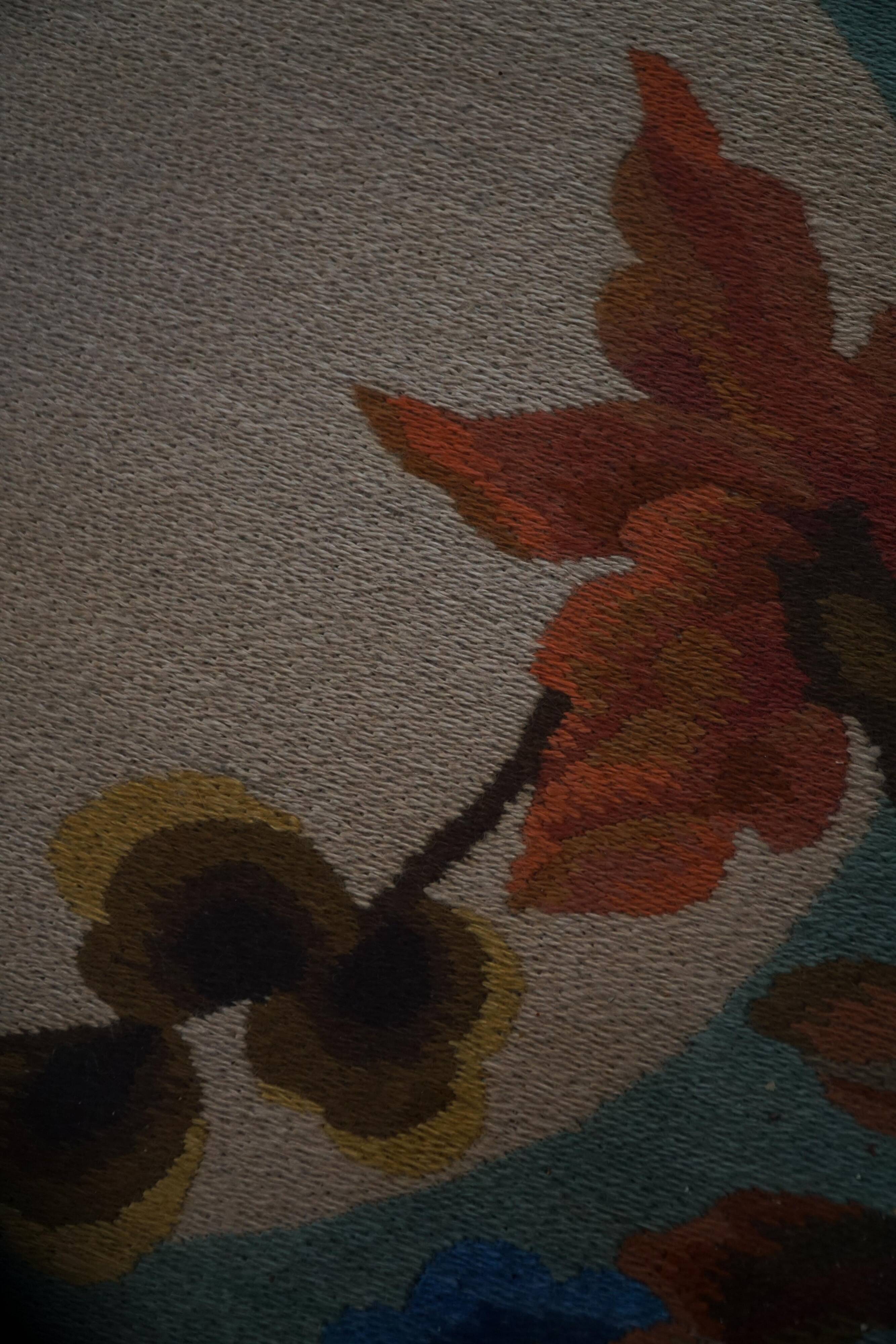 Art Nouveau, round side table with floral glass top, Danish cabinetmaker, 1920s