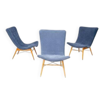 Shell armchairs by Miroslav Navrátil, Český Nábytek, 1960s – set of 3