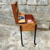 Worker wood teak and brass and metal feet 1950 1960