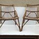 Pair old armchair in rattan curve base years 60 vintage x 2