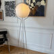 Chrome metal floor lamp and rice paper Vate for IKEA 1990