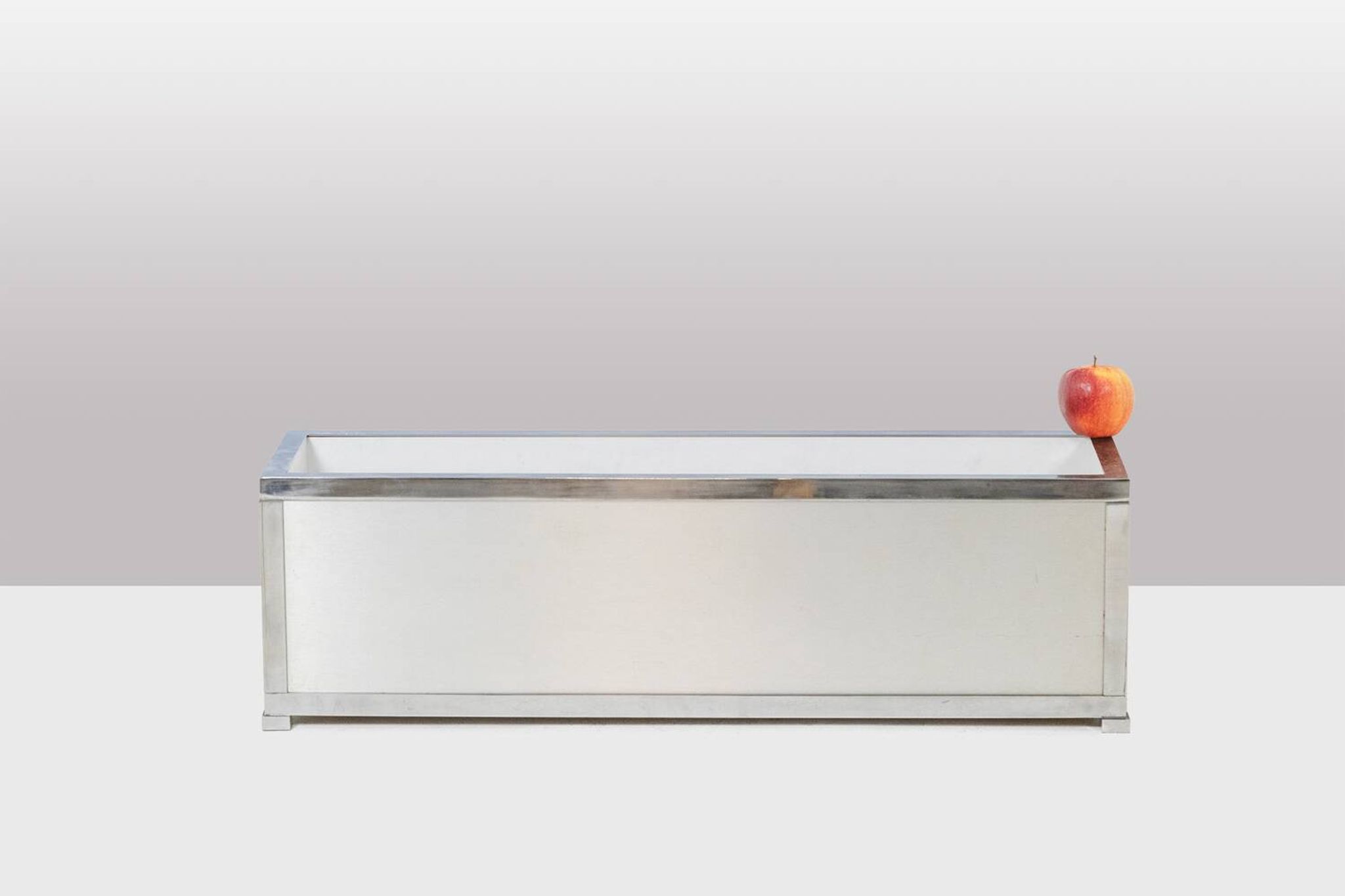 Brushed aluminum and metal planter. 1970s.