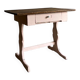 Rustic pink painted desk with brown tabletop