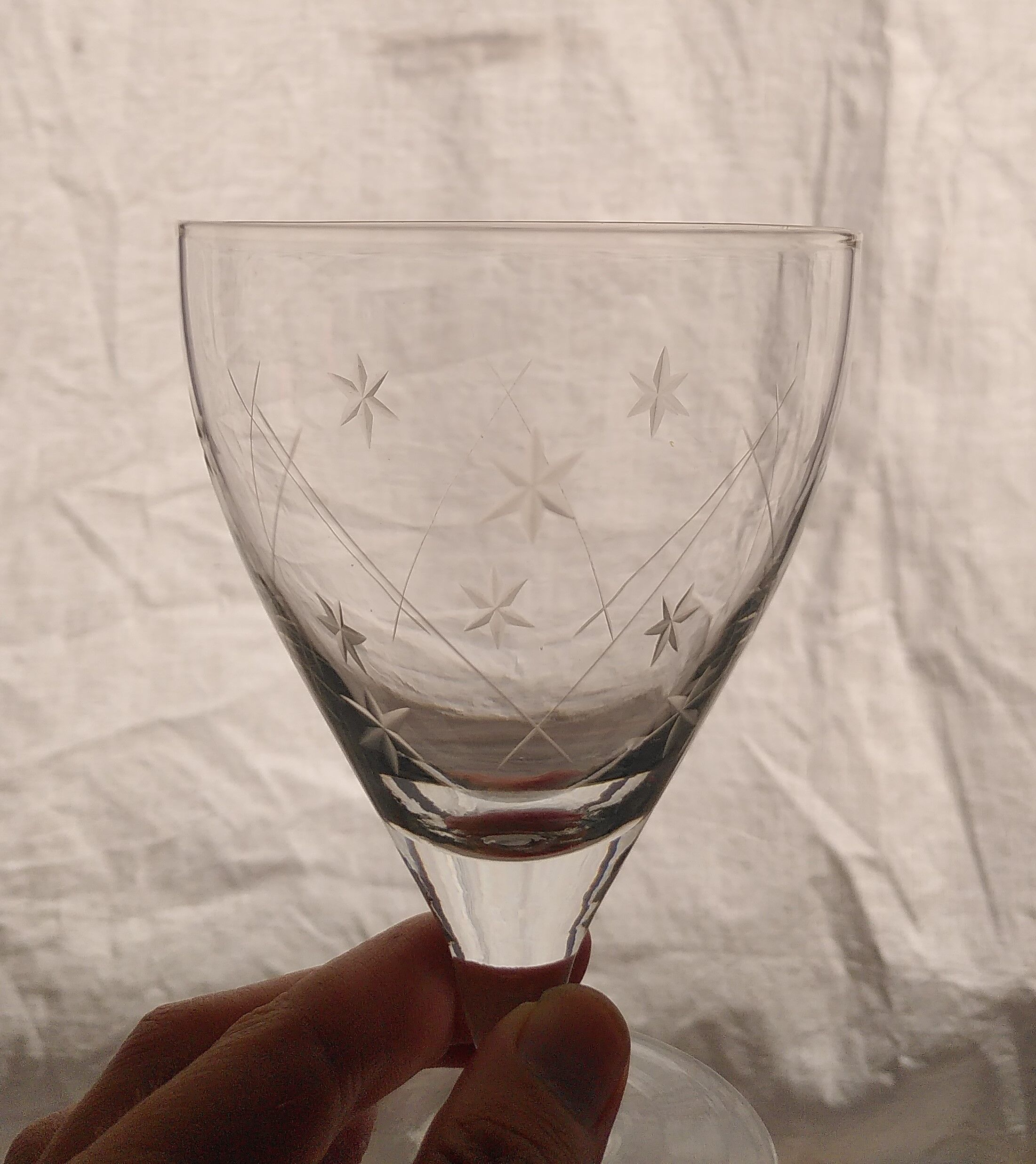 9 foot glasses with star engraving