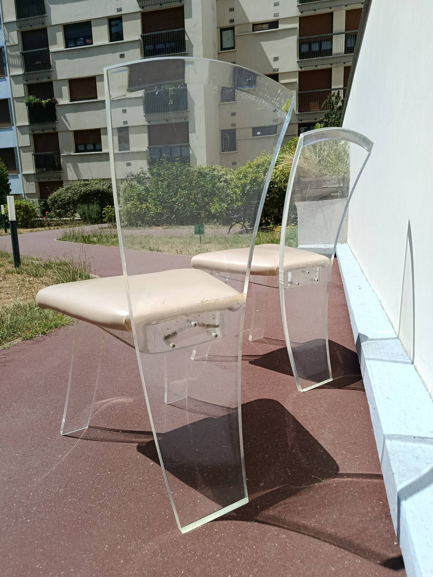 70s plexiglass lucite chairs