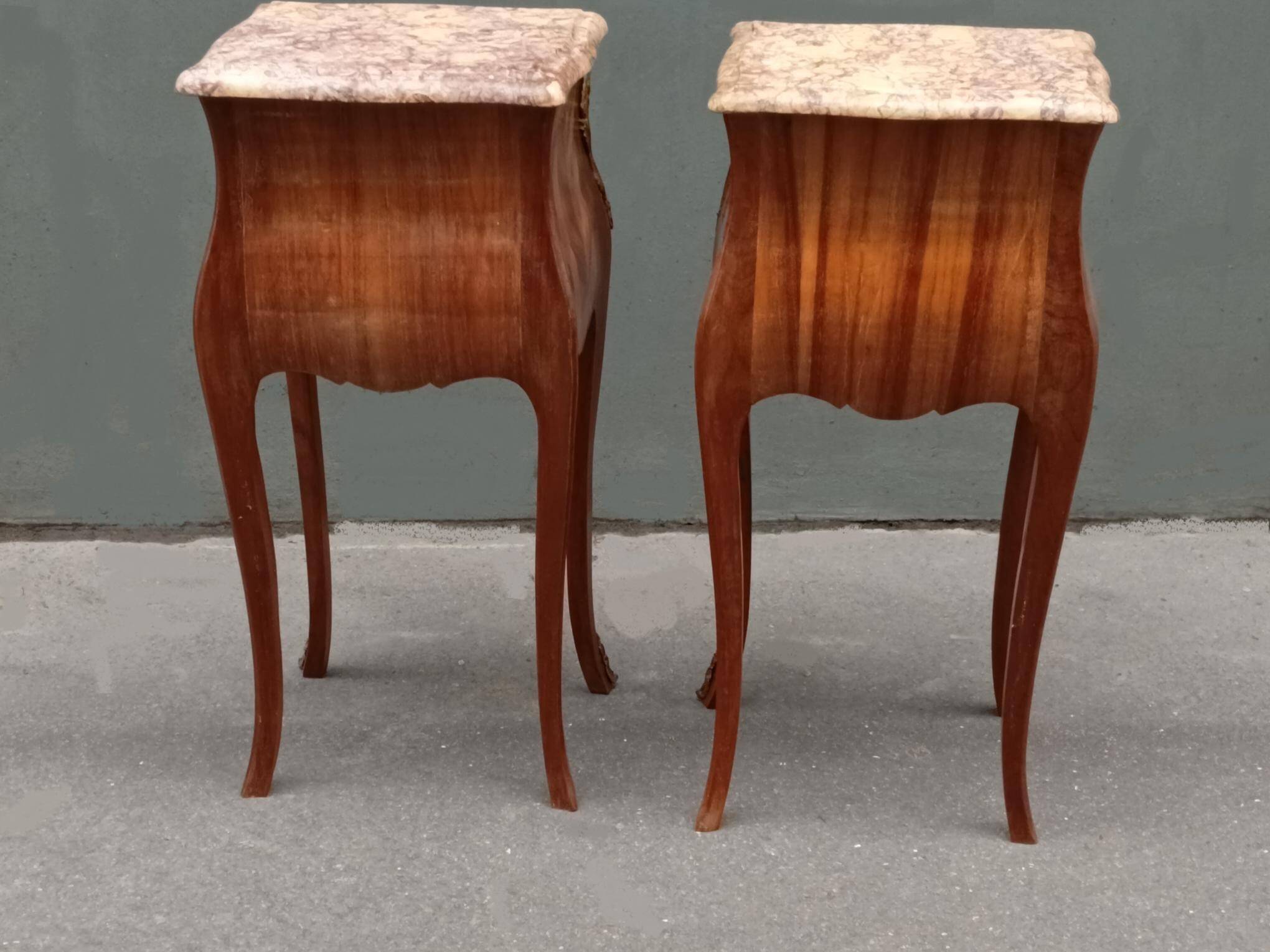 Pair of Louis XV style bedside tables in rosewood.