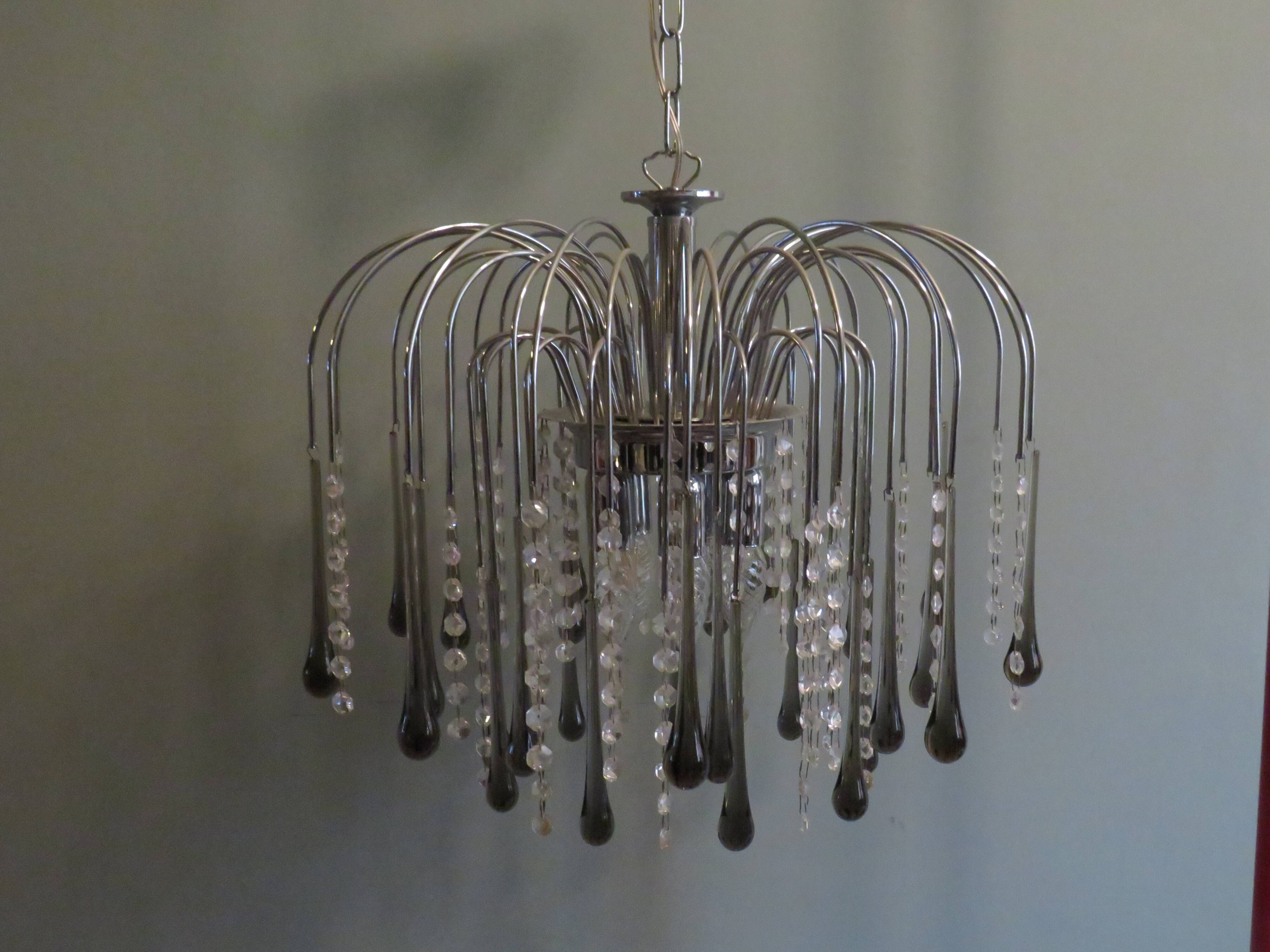 Italian Murano glass waterfall chandelier 1960