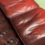 2-seater leather Chesterfield wingback sofa from the 80s