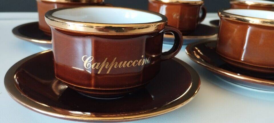 6 Rosler porcelain cups and saucers Parisian bistro type coffee cappuccino