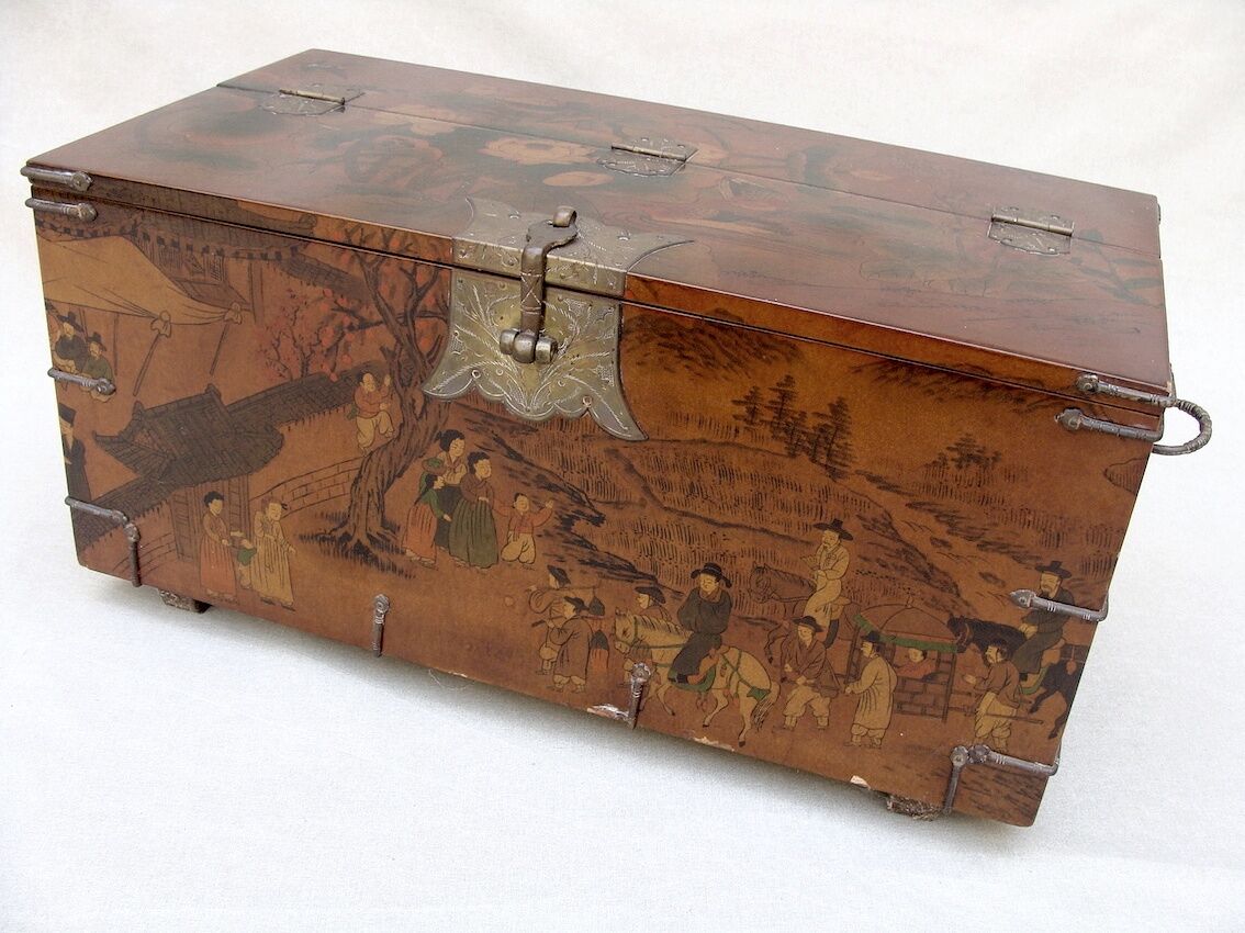 Vintage wood and metal chest