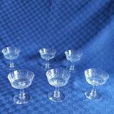Set of 7 old champagne glasses in cut crystal