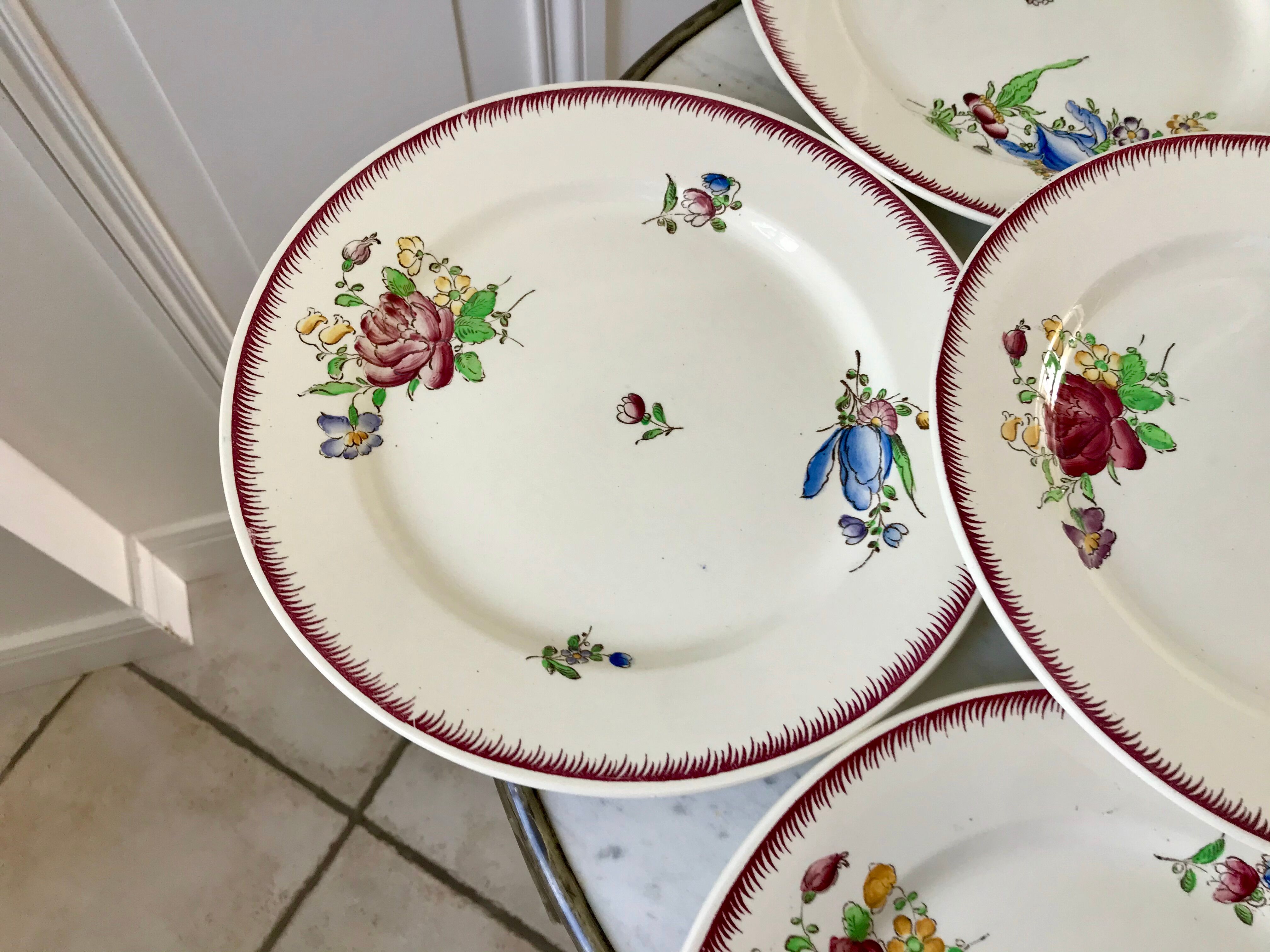 lot de 6 grandes assiettes plates Villeroy & Boch La Louvière fabrication belge en Terre de Fer débu