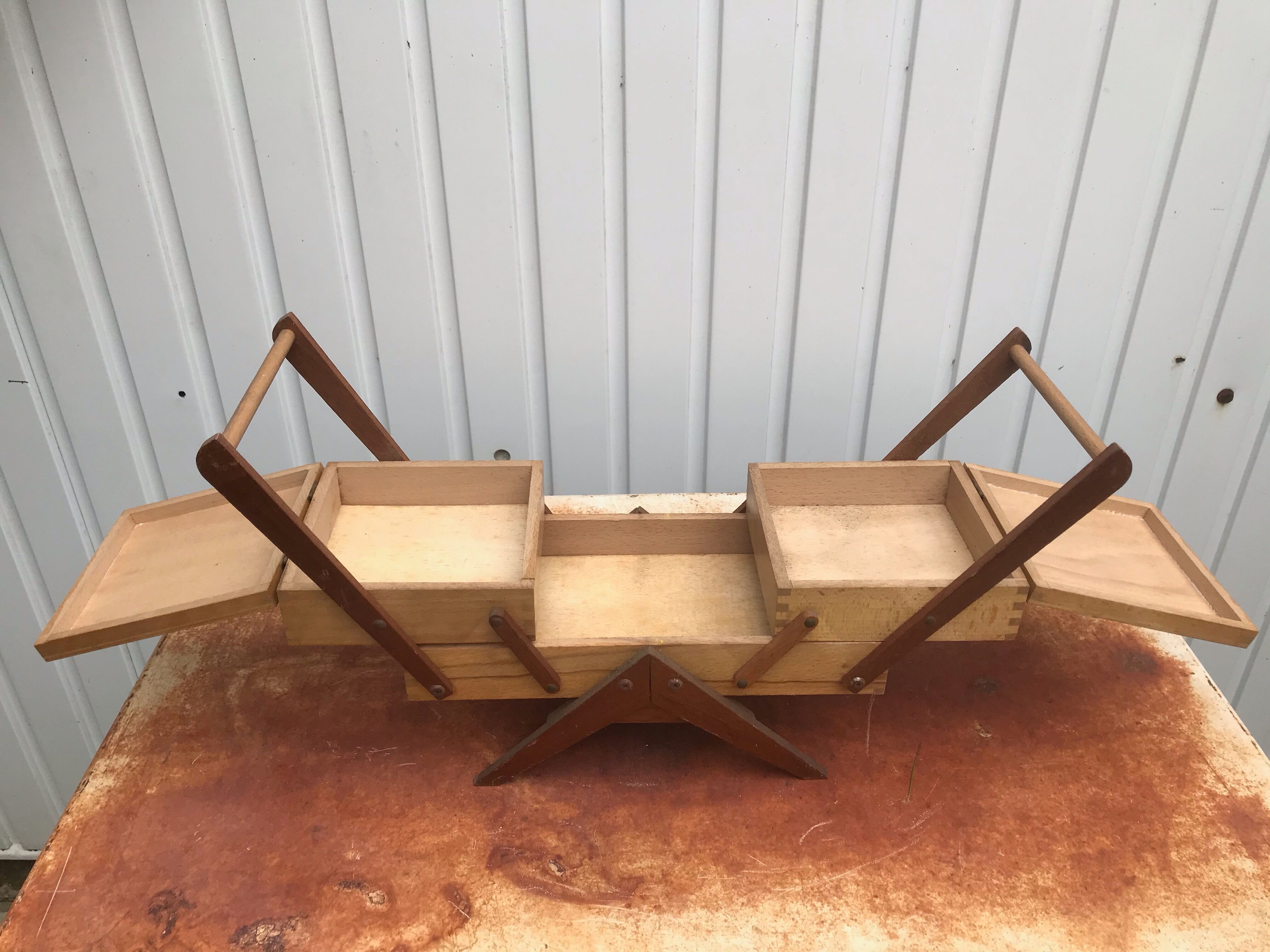 Vintage compas sewing basket