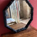 Black Bamboo Mirror from the 70s-80s