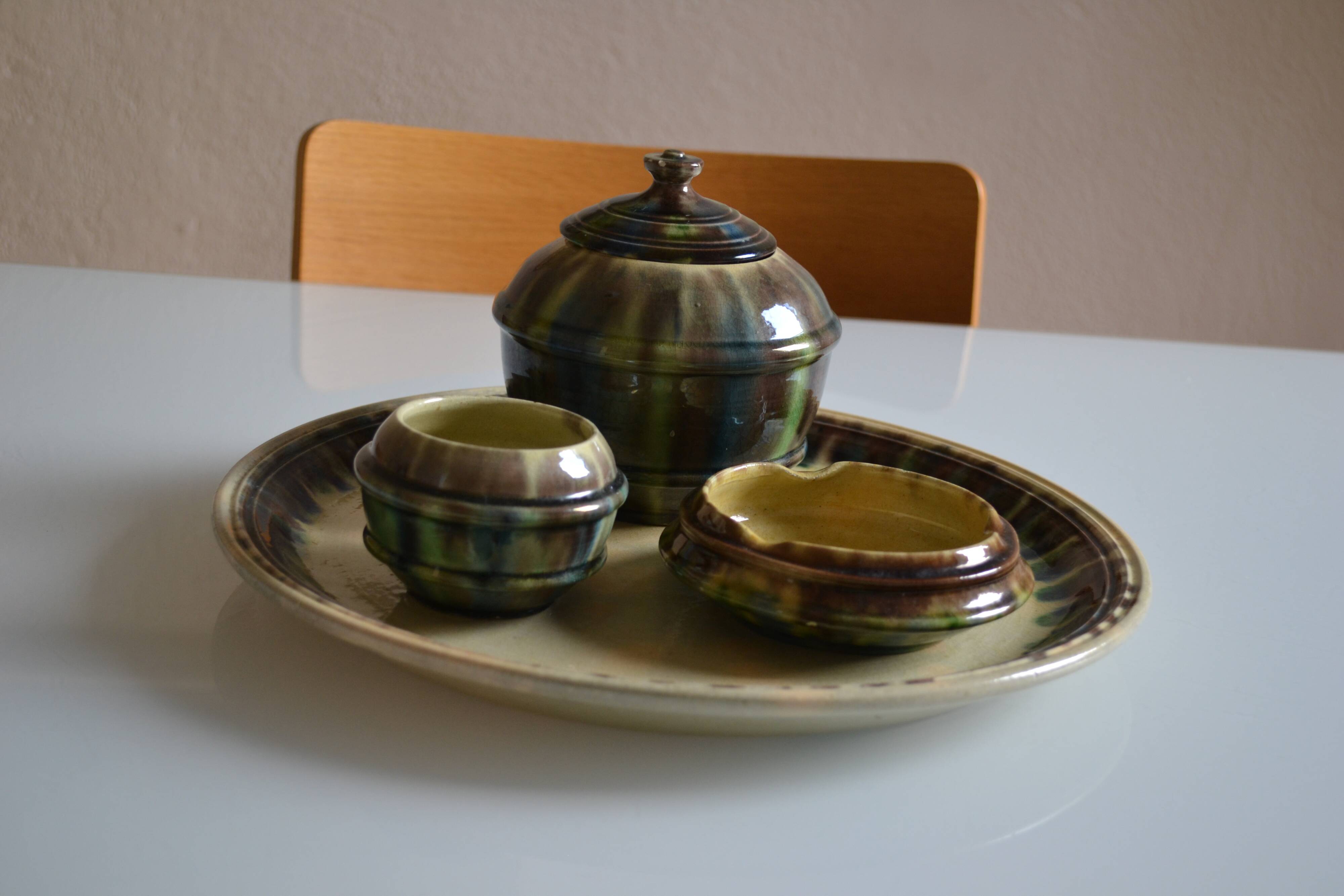 Sauveur Lunetta in Vallauris Vintage Ceramic 1950 Smoking Set