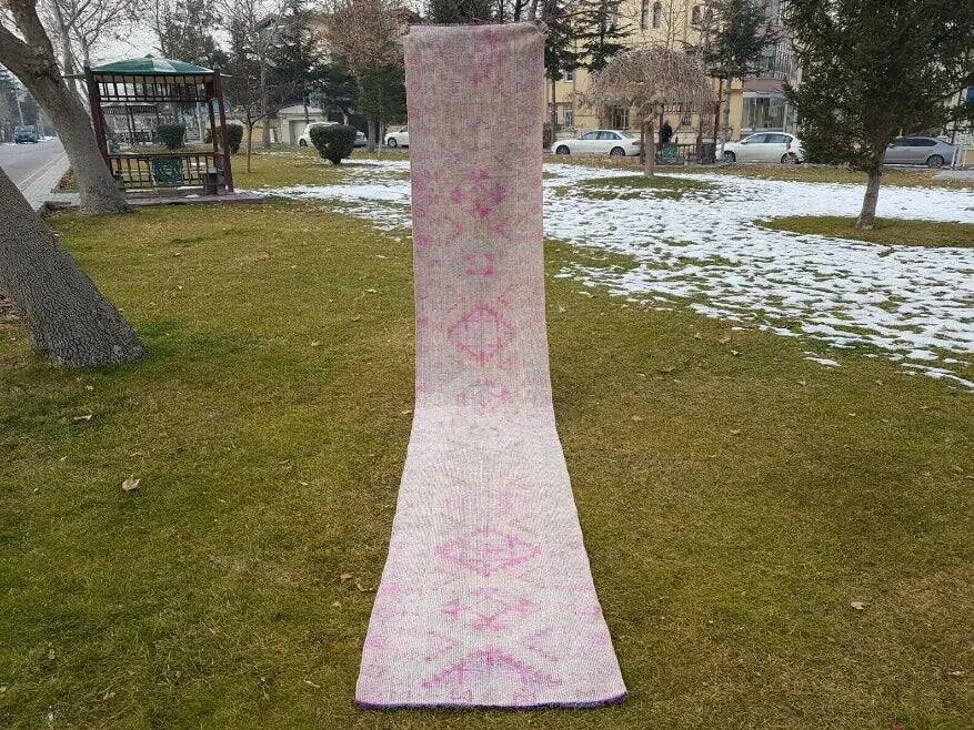 Vintage Turkish hallway rug 74x440 cm