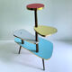 Table Desserte ètagère door vintage plant, 50s, blue gray Yellow Red