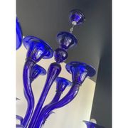 Blue Glass Chandelier, Contemporary, Attributed to Murano