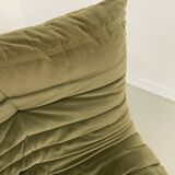 Vintage 2 and 3 seater green velvet togo set