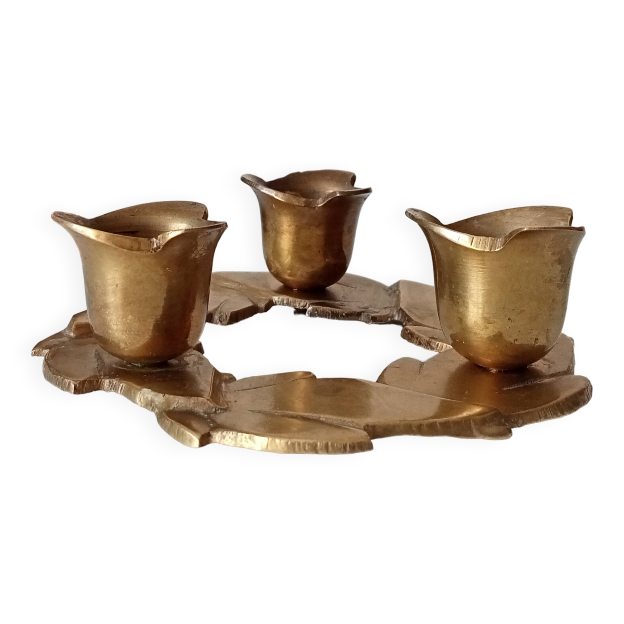 Vintage solid brass gold candle holder