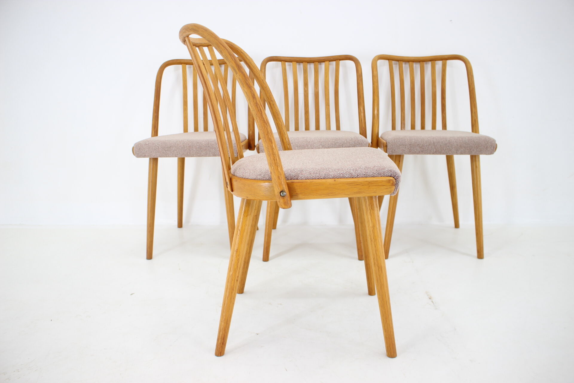 1970s Antonin Suman Set of 4 Oak Dining Chairs, Czechoslovakia