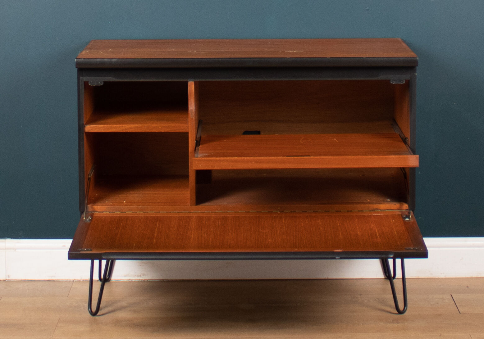 Retro 1960s painted nathan squares sideboard tv cabinet on hairpin legs