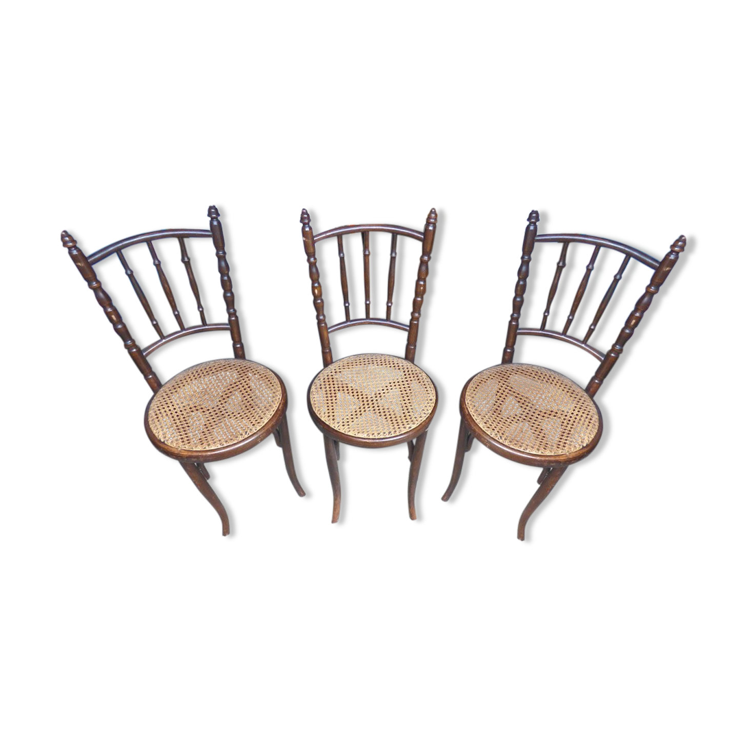 Set of 3 quality canned chairs of FISHEL brand