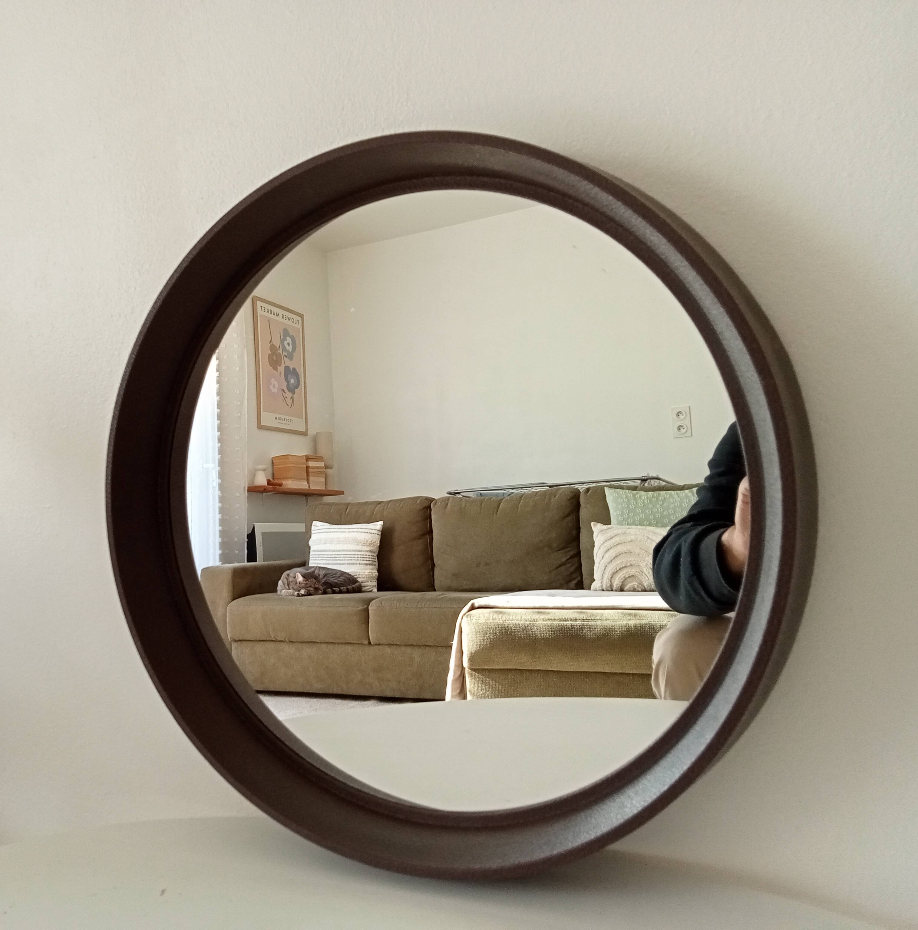 Miroir rond vintage Germany Lange Spiegel années 60/70