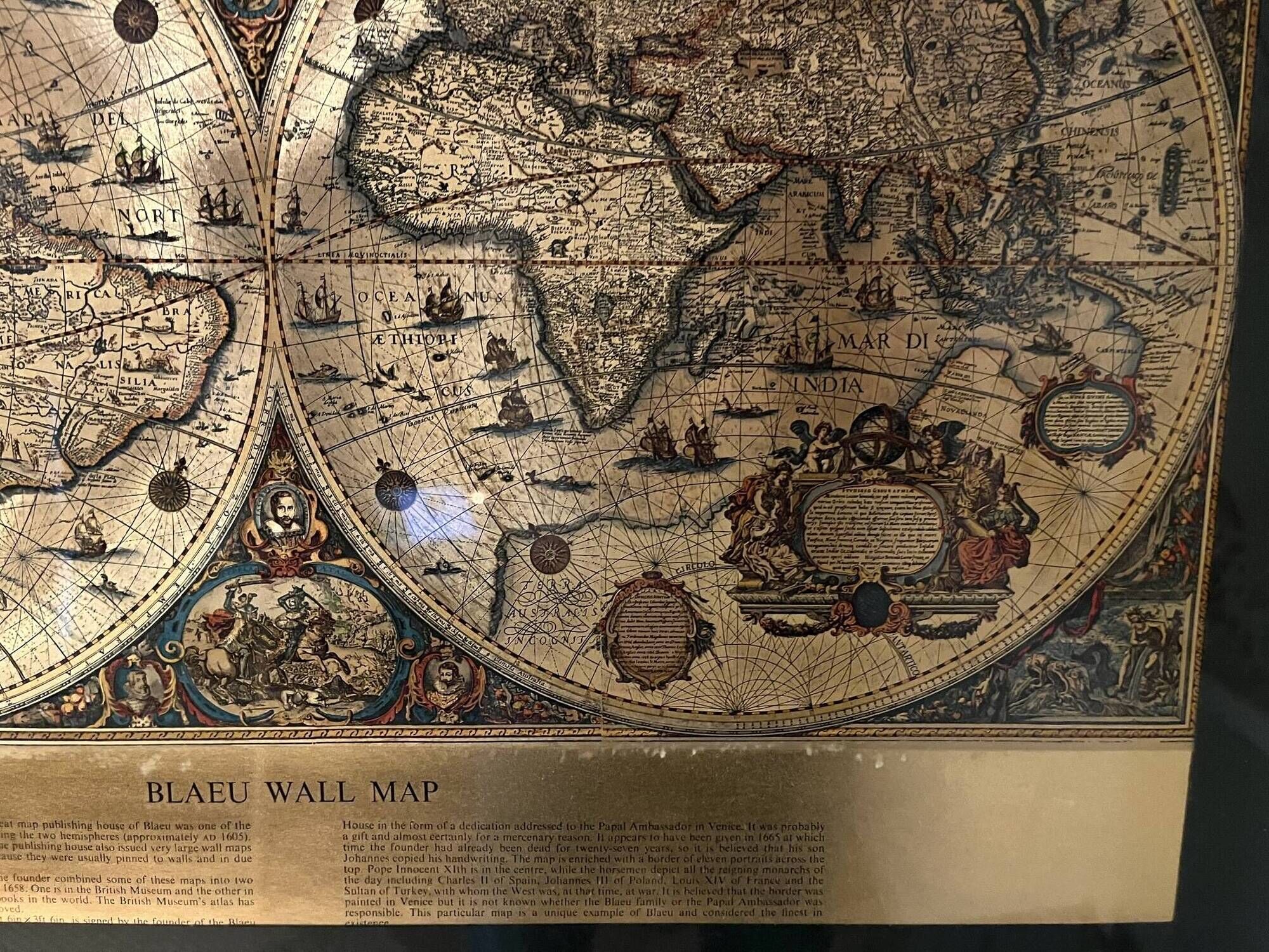 Golden old and new world map