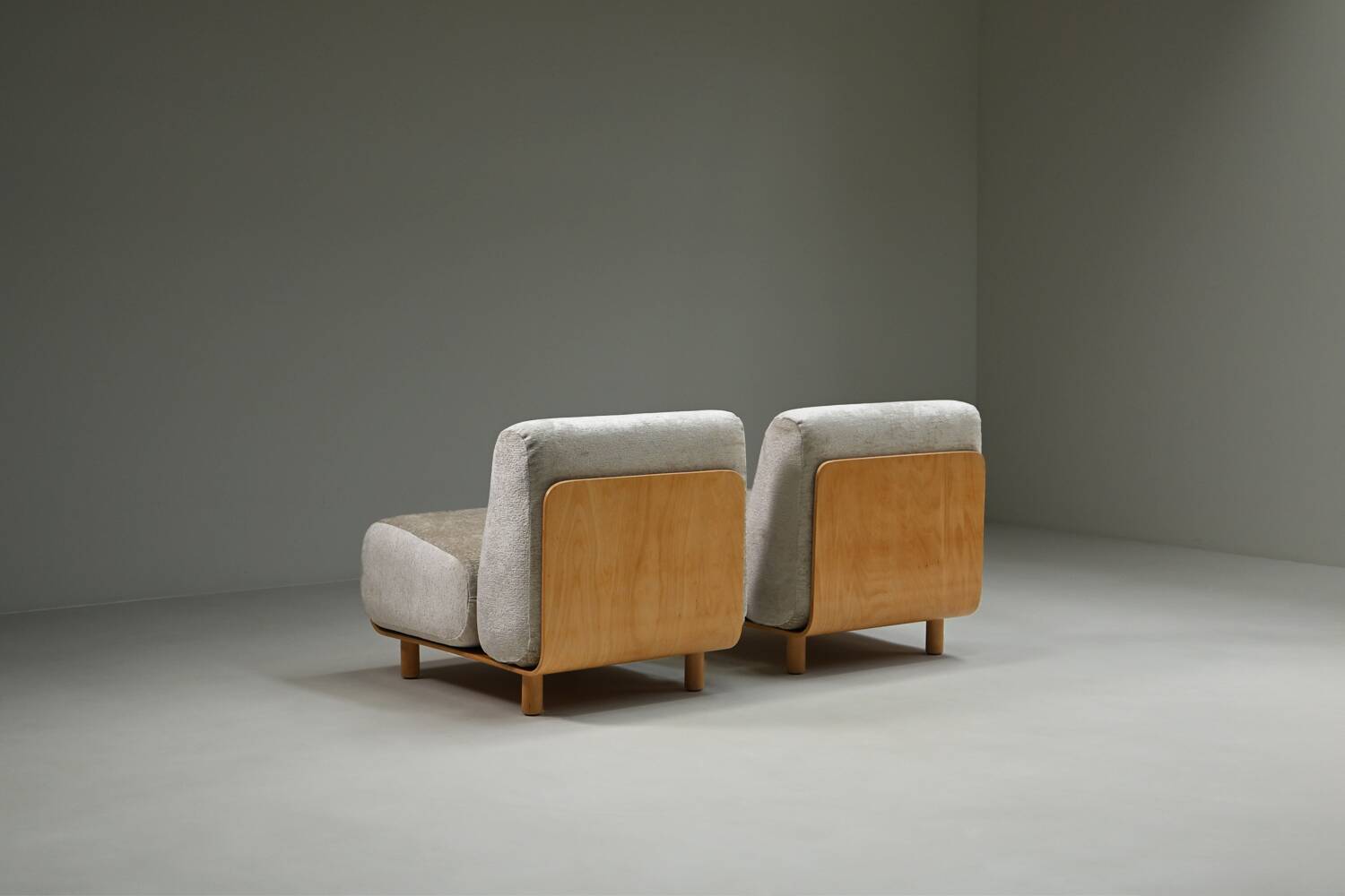 Set of 2 plywood lounge chairs, 1970s The Netherlands.