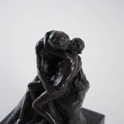 Mother and child art deco figurine signed Rodin, European brown sculptural piece