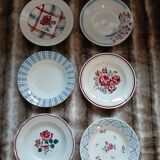 6 mismatched antique deep plates