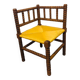 Vintage Art Deco corner chair in bobbin oak and straw, 1930s