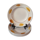 6 vintage hollow plates Moulin des Loups décor autumn leaves