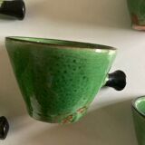 Set of 5 cups in green glazed clay Dieulefit 1960