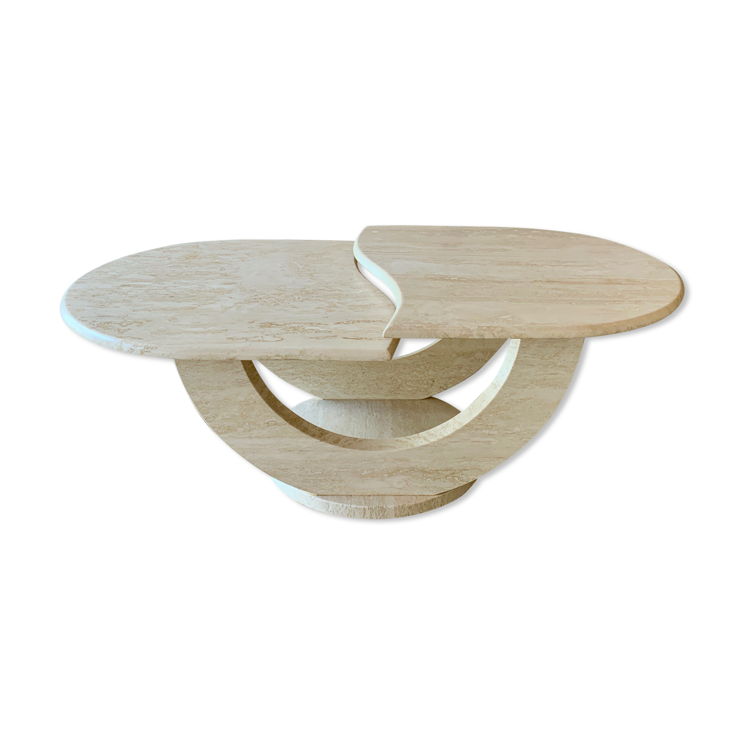 Travertine table with two turntables