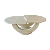 Table en travertin avec deux plateaux tournants