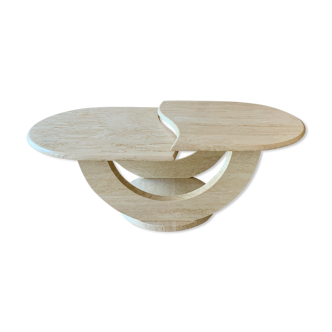 Travertine table with two turntables