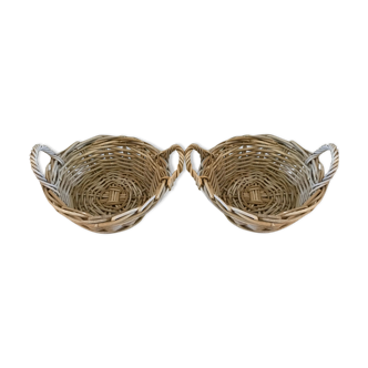 Pair of rattan baskets